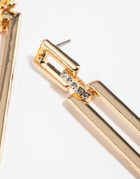 Gold Diamante Rectangular Drop Earrings - link has visual effect only