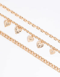 Gold Heart Layered Necklace - link has visual effect only