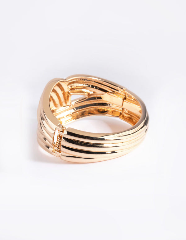 Gold Cross Over Bangle Bracelet