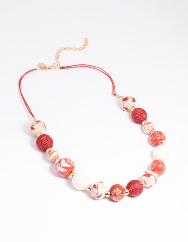 Rode gemengde kralen touw ketting