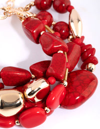 Red Beaded Layered Bracelet - link has visual effect only