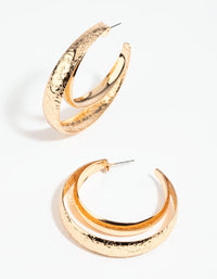 Gold Curly Pattern Hoop Earrings - link has visual effect only