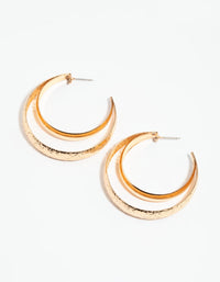 Gold Curly Pattern Hoop Earrings - link has visual effect only