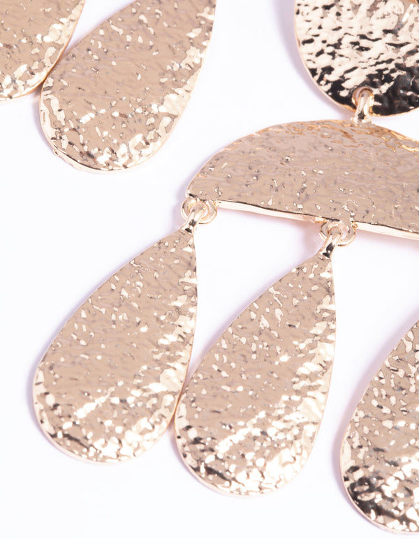 Gold Hammered Curve Drop Earrings