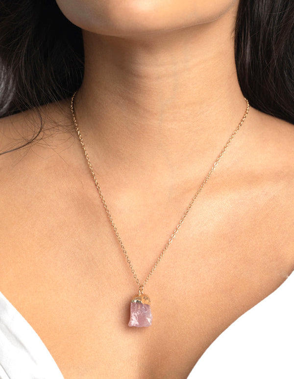 Gold Rose Quartz Necklace