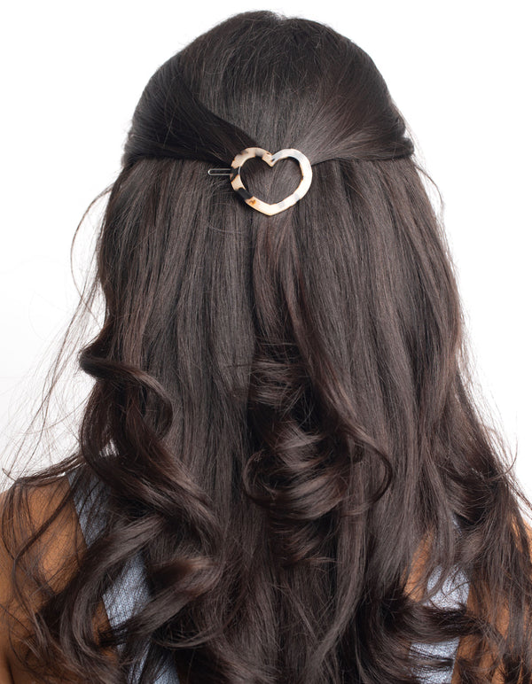 Tortoiseshell Heart Clip