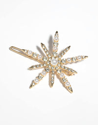 Gold Pearl and Diamante Star Clip - link has visual effect only