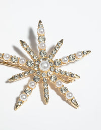 Gold Pearl and Diamante Star Clip - link has visual effect only