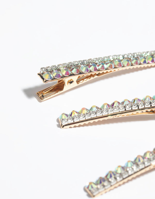Gold Diamante Clips