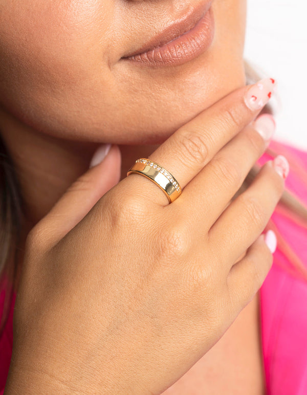 Vergulde ring met kubieke zirkonia