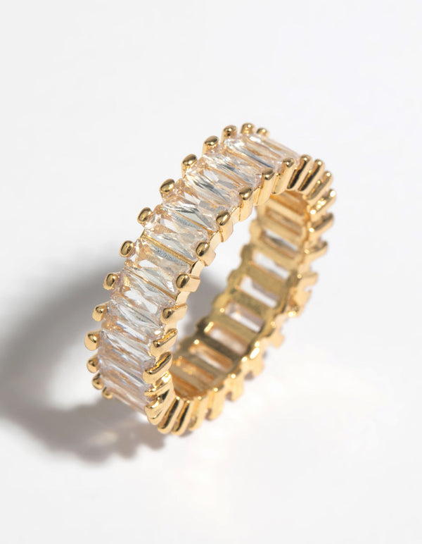 金色方晶锆石长方形戒指