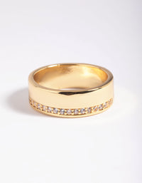Vergulde ring met kubieke zirkonia - link has visual effect only