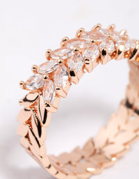 Rose Gold Plated Cubic Zirconia Navette Ring - link has visual effect only