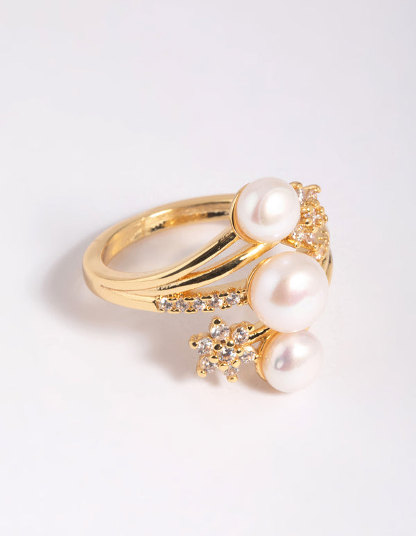 Gold Pearl Cocktail Ring