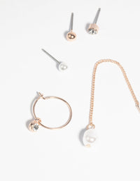Rose Gold Classic Pearl Stud Earring Pack - link has visual effect only