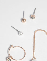 Rose Gold Classic Pearl Stud Earring Pack - link has visual effect only