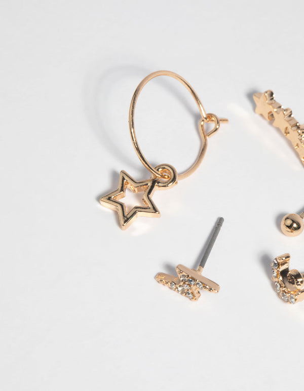 Gold Celestial Stud Earring Pack