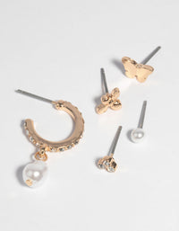 Gold Butterfly and Bee Stud Earring Pack - link has visual effect only