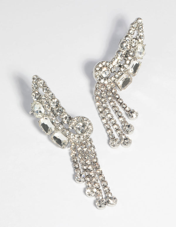 Gold Diamante Swirl Cuff Earrings