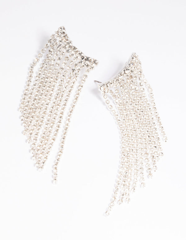 Silver Diamante Crawler Cuff Earrings