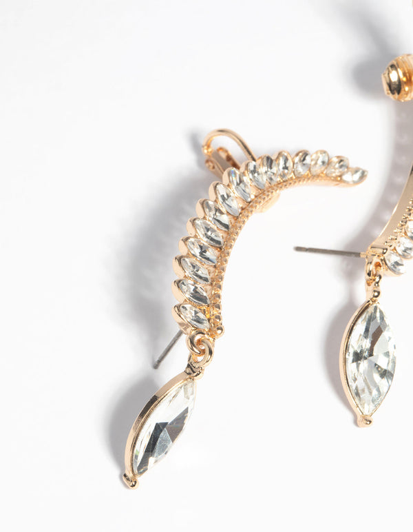 Gold Marquise Cuff Earrings