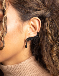 Matte Black Diamante Wing Cuff Earrings - link has visual effect only