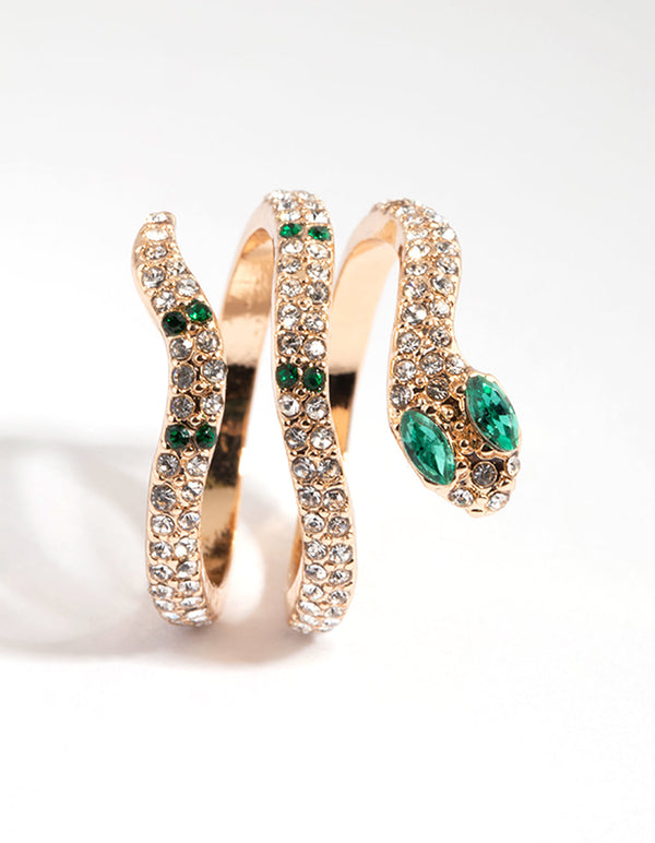 Gold Diamante Snake Ring