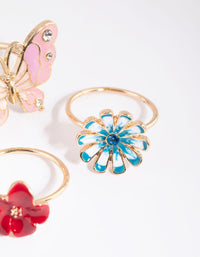 Gold Butterfly and Flower Ring - link has visual effect only