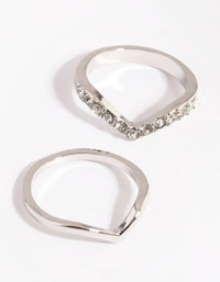 Rhodium V Ring Stack Pack - link has visual effect only