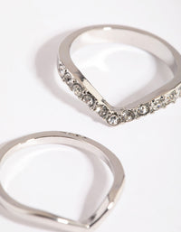 Rhodium V Ring Stack Pack - link has visual effect only