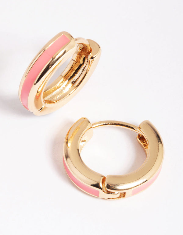 Pink Enamel Hoop Earrings