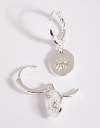 Silver Star Charm Huggie Hoop Earrings - link has visual effect only