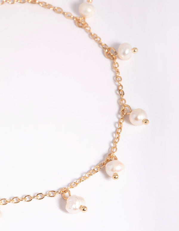 Gold Freshwater Pearl Anklet