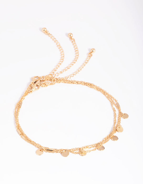 Gold Disc and Chain Anklet Pack