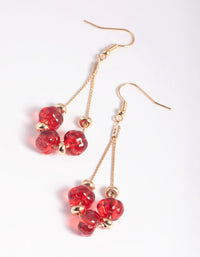 Red Thread and Bead Drop Earrings - link has visual effect only