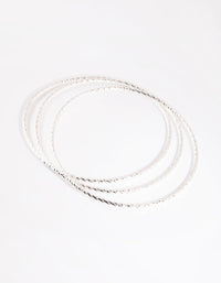 Silver Textured Bangle Pack - link has visual effect only