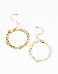 Gold Pearl Bracelet Set - link has visual effect only