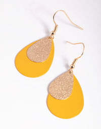 Orange Matte and Sandblasted Drop Earrings - link has visual effect only