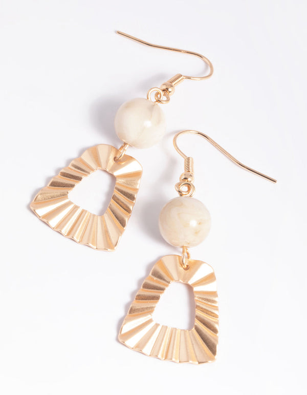 Brown Bead Trapeze Drop Earrings