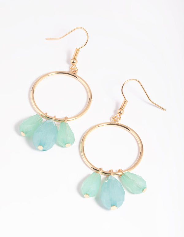 Blue Beaded Drop Earrings