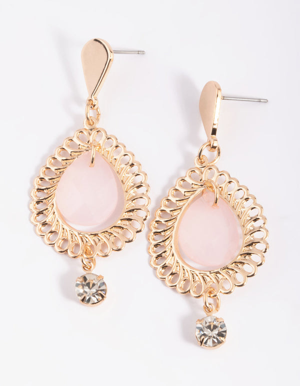 Pink Teardrop Earrings