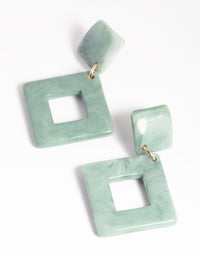 Green Double Diamond Drop Earrings - link has visual effect only