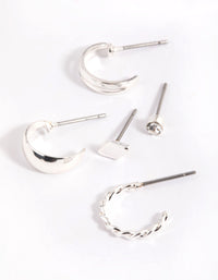 Silver Diamante Cuff Stacking Earrings - link has visual effect only