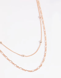 Rose Gold Fine Figaro Layered Necklace - link has visual effect only