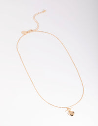Gold Puffed Heart Fob Necklace - link has visual effect only