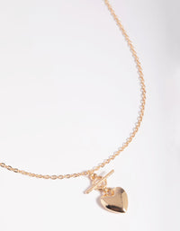 Gold Puffed Heart Fob Necklace - link has visual effect only
