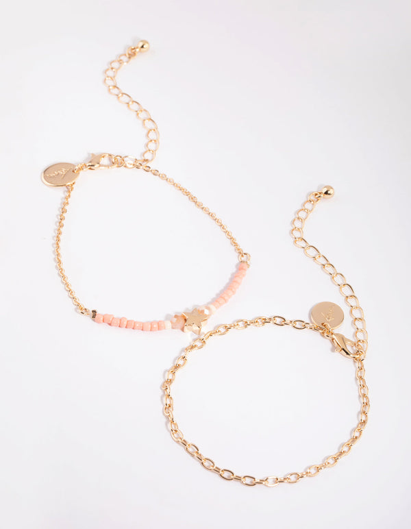Gold Star Beaded Bracelet Set