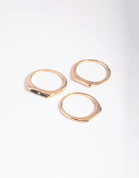 Gold Thin Signet Ring Stack Pack - link has visual effect only