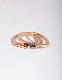 Gold Thin Signet Ring Stack Pack - link has visual effect only