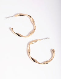 Gold Twisted Hoop Earrings - link has visual effect only